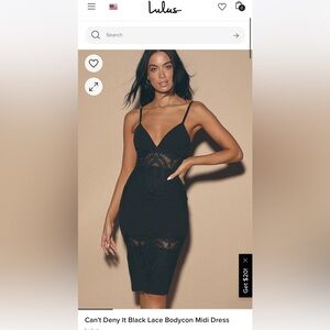 Black lace bodycon midi dress